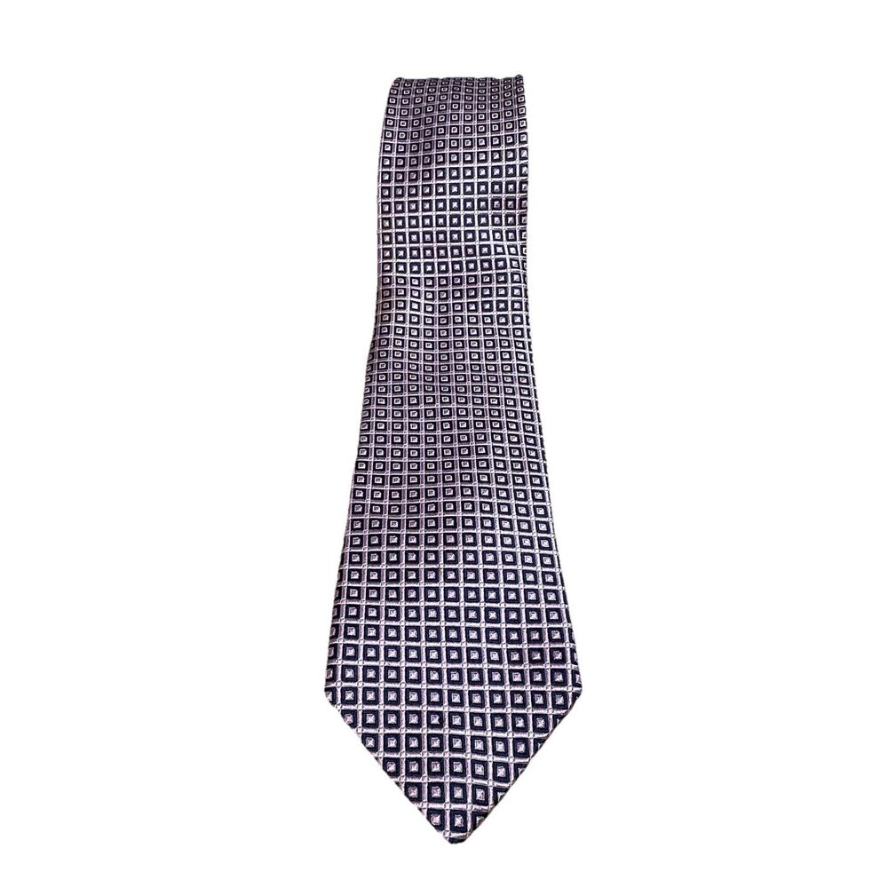 Nautica Silk Neck Tie Geometric Pattern Pink Blue Silver Classic Business USA